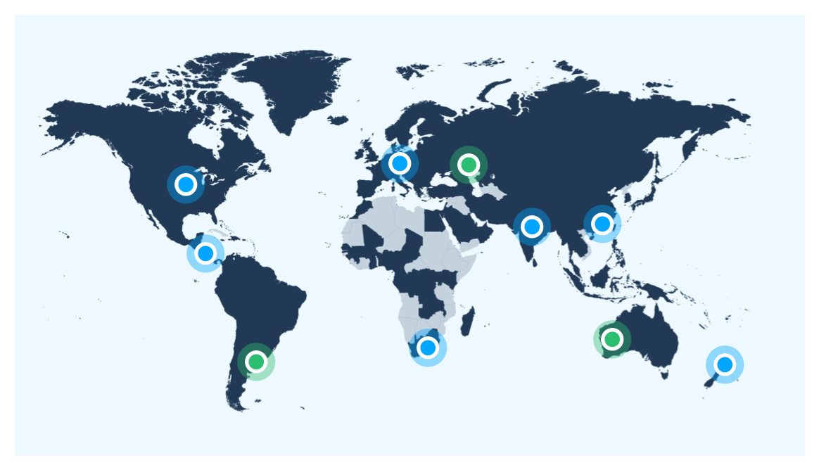 Map of global coverage